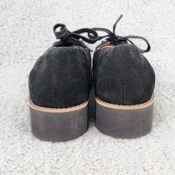 Vionic Teagan Black Suede Chunky Oxfords Sz 6 Lace Up Arch Support Career - Picture 5 of 9